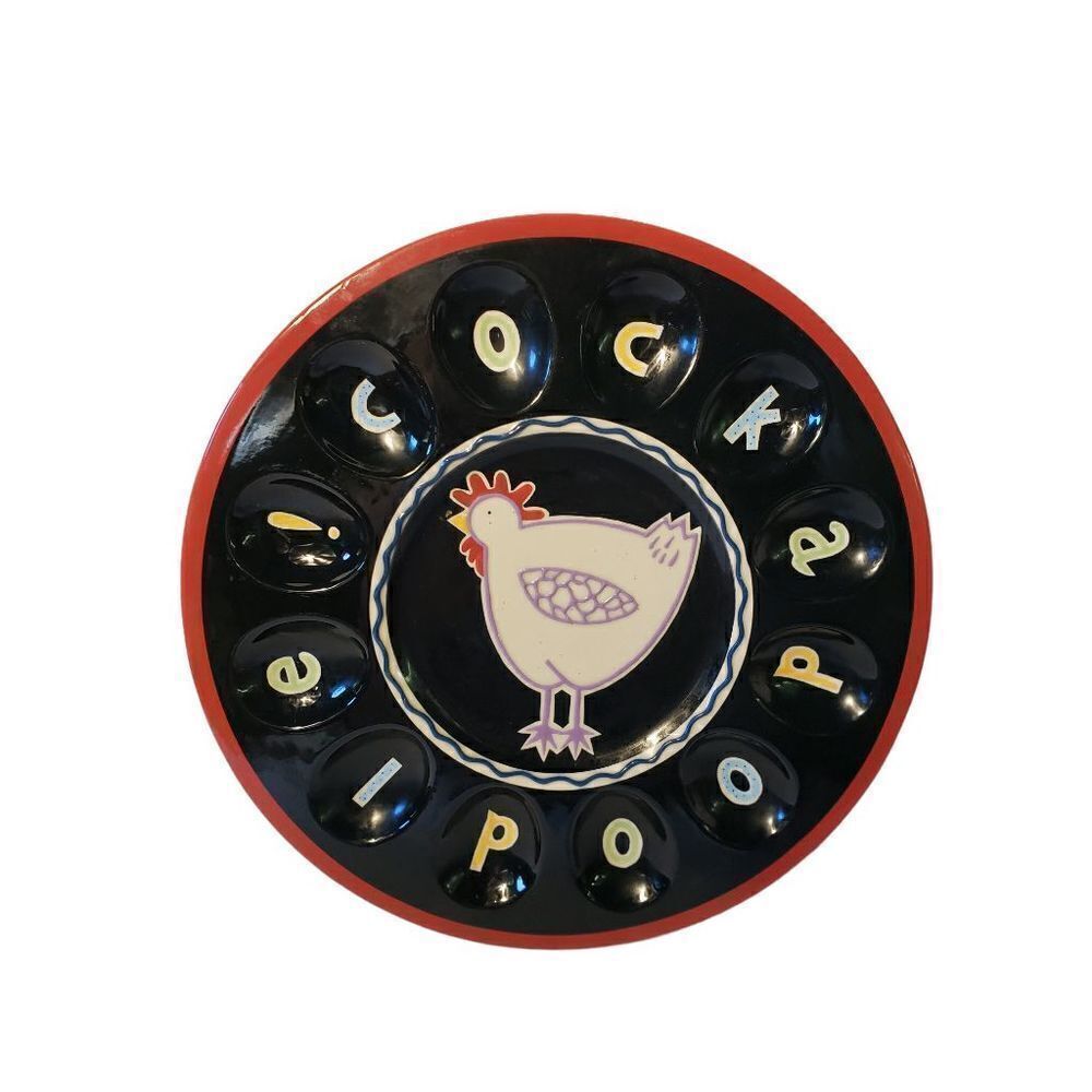 Becky Denny Chicken Ceramic Egg Plate